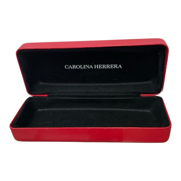 Carolina Herrera Accessories - 👜 Carolina Herrera‎ Red Leather Glasses Case 👓 Logo Hard Sunglasses Holder